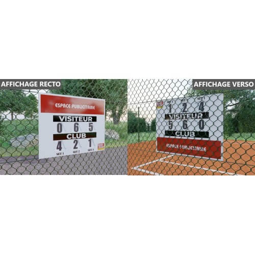 TABLEAU DE SCORE COMPACT TENNIS RECTO VERSO + ADHÉSIF - MADE IN FRANCE