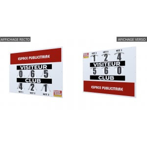TABLEAU DE SCORE COMPACT TENNIS RECTO VERSO + ADHÉSIF - MADE IN FRANCE