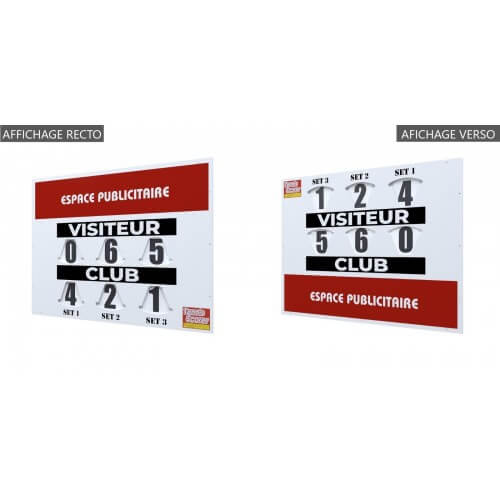 TABLEAU DE SCORE COMPACT TENNIS RECTO VERSO + ADHÉSIF - MADE IN FRANCE