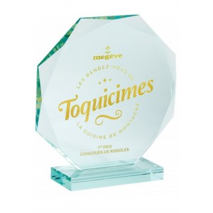 Trophée en verre, imprimé "Octavia"