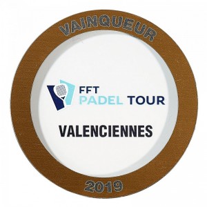 Médaille 70mm logo en plexi avec cerclage or, argent, bronze