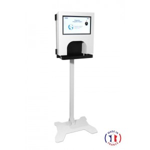 Borne sur pied iSAFE MINI distributeur de gel hydroalcoolique automatique et numérique fabriqué en France