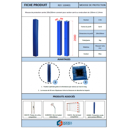 Mousses de protection hauteur 2m