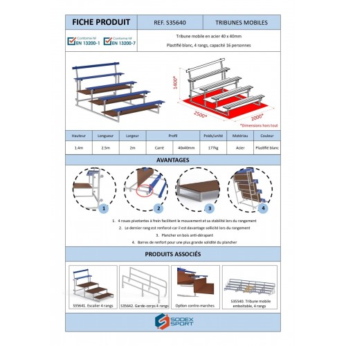 Tribune mobile 4 rangs
