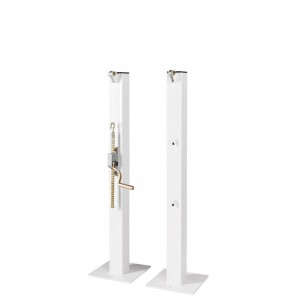 Poteaux de tennis en acier carrés dia.80mm à platine - treuil extérieur (paire)