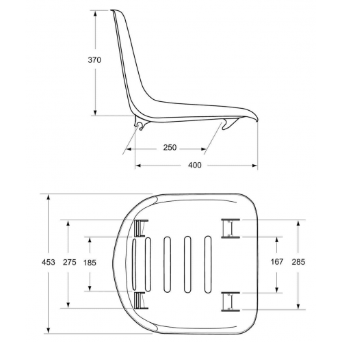 Coque pour ancienne chaise d' arbitre acier - ajourée horizontale