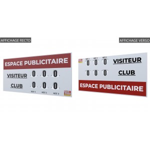 TABLEAU DE SCORE GRAND MODELE TENNIS RECTO VERSO + ADHÉSIF - MADE IN FRANCE