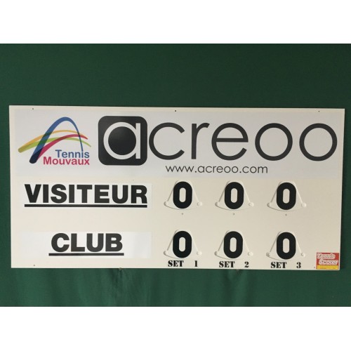 TABLEAU DE SCORE GRAND MODÈLE TENNIS + ADHÉSIF OFFERT- MADE IN FRANCE