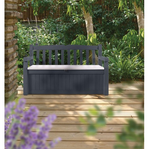 COFFRE BANC JARDIN RÉSINE BOGOTA - 265 L – ANTHRACITE / EDEN GARDEN BENCH ANTHRATICE