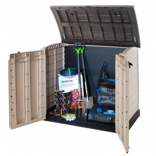 COFFRE JARDIN RÉSINE MULTIFONCTIONS TOIT BOMBE - 1200L - BEIGE / SIO ARC 1200