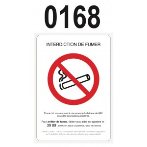 STICKER INTERDICTION DE FUMER 0168 - LOT DE 10