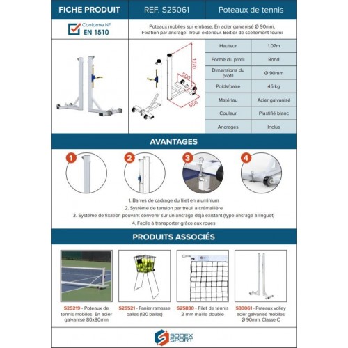 Poteaux ronds sur embase en acier galvanisé  Ø90mm - Conforme ITF