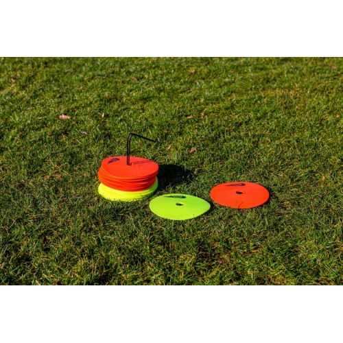 Lot de 24 disques de marquage Orange et Jaune - Marquage au Sol pour repères visuels ou délimiter des terrains