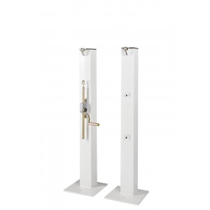 Poteaux tennis acier carrés 100mm à platine - treuil extérieur