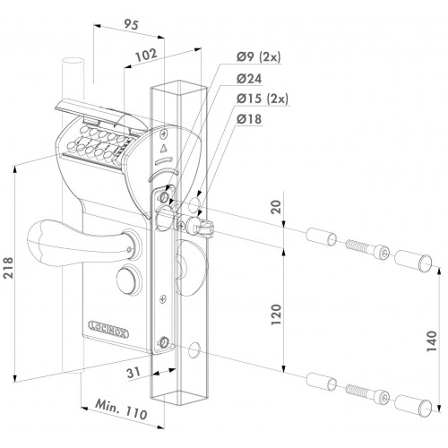 Serrure Locinox à code pour porte grillagée