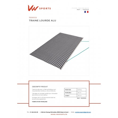 Traine lourde 2.50m x 1.50m structure alu - 150240