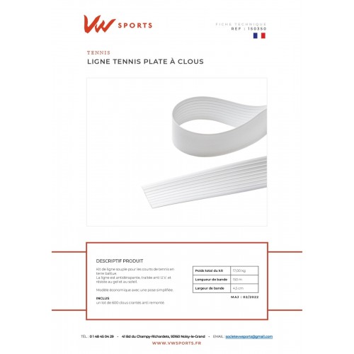 Lignes tennis plate à clous - Made in France - 150350