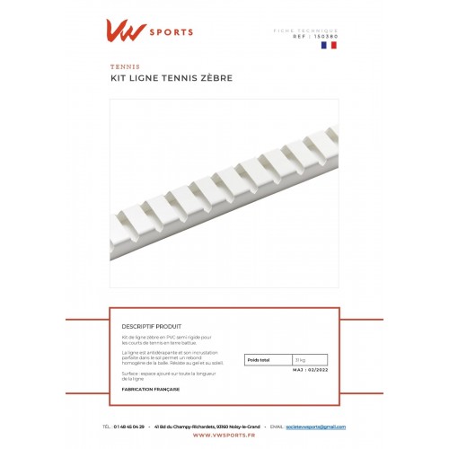 Lignes de tennis zèbre - Made in France - 150380