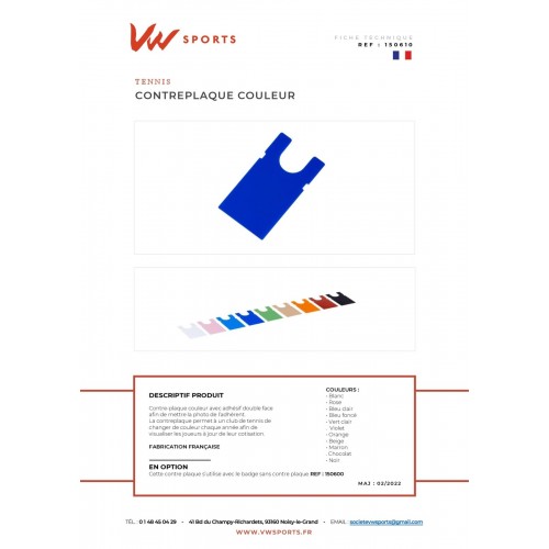 Contre plaque couleur