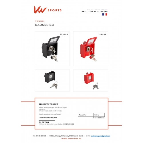 Badge BB Noir / Rouge - Made in France - 150680