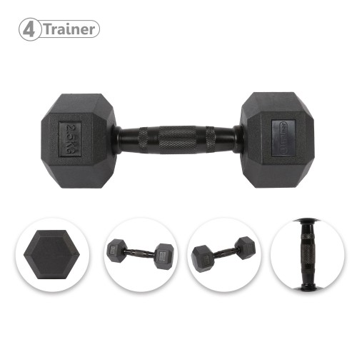 Haltère Hexagonale à l'unité - BL4CK 2,5KG - 4TRAINER