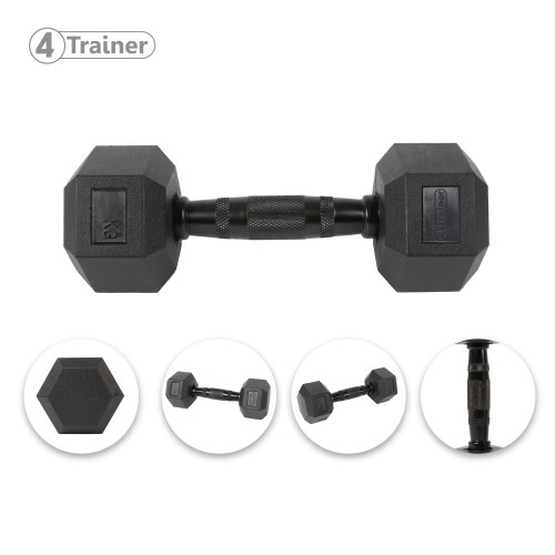 Haltère Hexagonale à l'unité - BL4CK 5KG - 4TRAINER