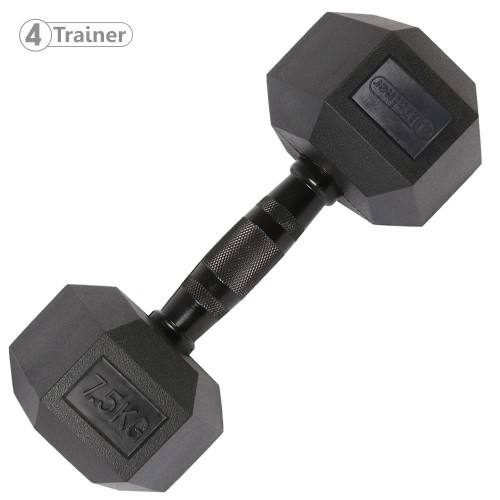 Haltère Hexagonale à l'unité - BL4CK 7,5KG - 4TRAINER