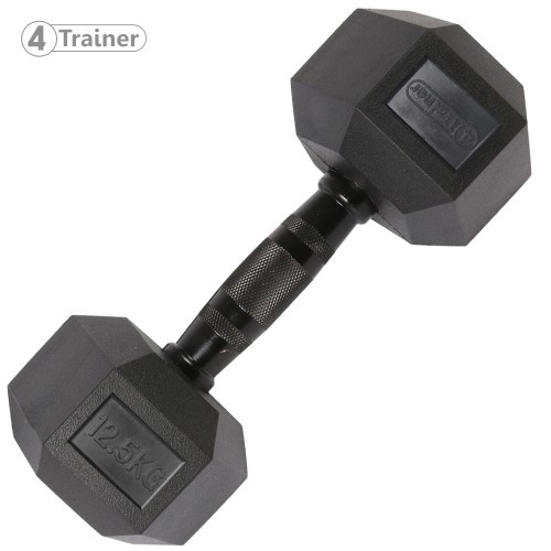 Haltère Hexagonale à l'unité - BL4CK 12,5KG - 4TRAINER
