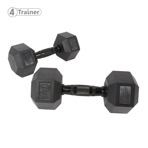 Haltère Hexagonale à l'unité - BL4CK 17,5KG - 4TRAINER