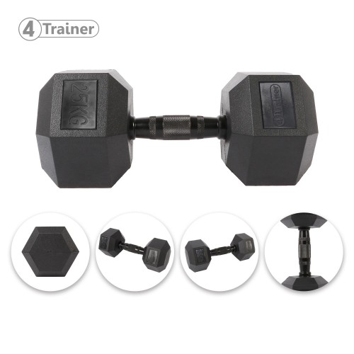 Haltère Hexagonale à l'unité - BL4CK 25KG - 4TRAINER