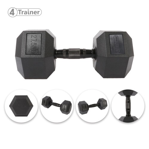 Haltère Hexagonale à l'unité - BL4CK 27,5KG - 4TRAINER
