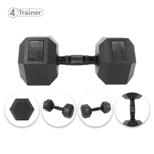 Haltère Hexagonale à l'unité - BL4CK 32,5KG - 4TRAINER