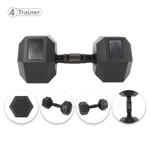 Haltère Hexagonale à l'unité - BL4CK 35KG - 4TRAINER