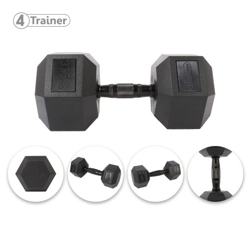Haltère Hexagonale à l'unité - BL4CK 37,5KG - 4TRAINER
