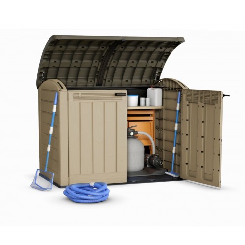 COFFRE JARDIN RÉSINE MULTIFONCTIONS 2000L - BEIGE