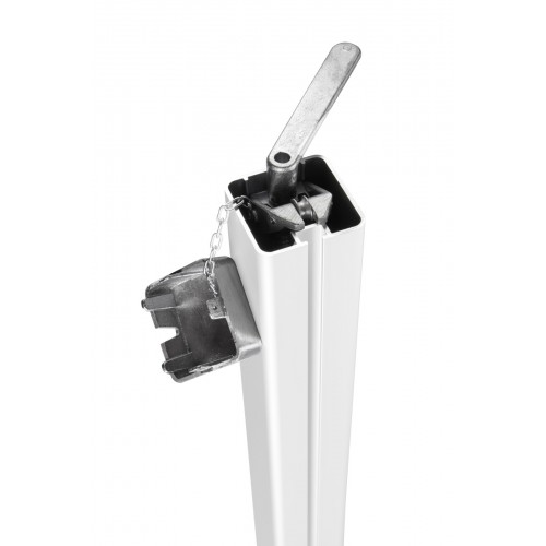 Poteaux de tennis alu blanc carré à fourreaux 80mm treuil intérieur