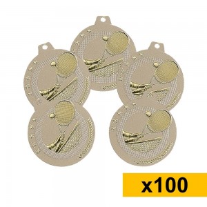 Lot de 100 médailles tennis en OR - 50mm - NQ