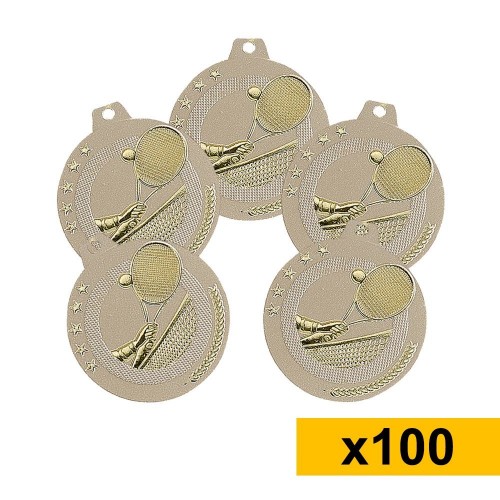 Lot de 100 médailles tennis en OR - 50mm - NQ