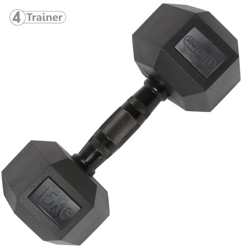 Haltère Hexagonale à l'unité - BL4CK 15KG - 4TRAINER