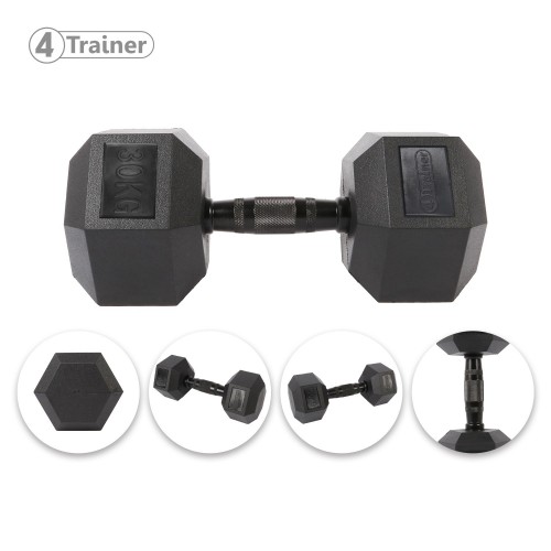 Haltère Hexagonale à l'unité - BL4CK 30KG - 4TRAINER