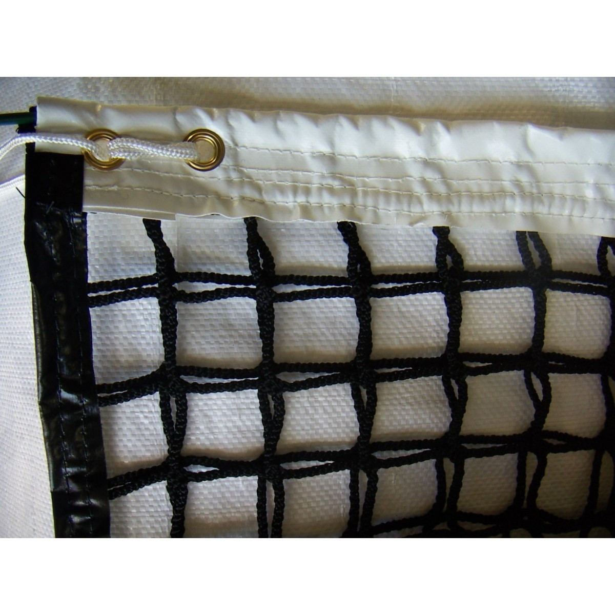 Filet de tennis polyéthylène noir Ø4mm sans nœud, bande de périmètre  renforcée