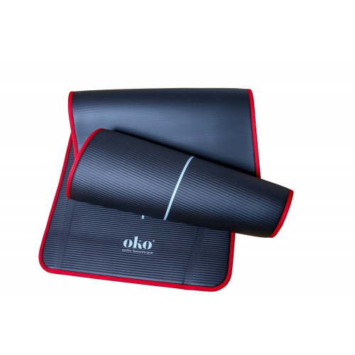 Tapis de yoga OKO - Epaisseur 1.5cm - Couleur noire et bordeaux