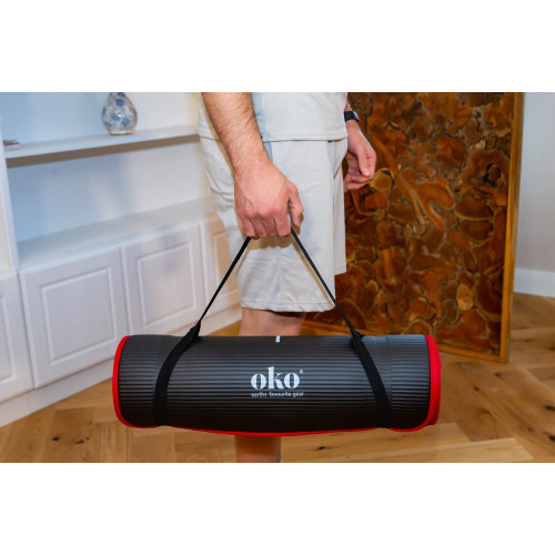 Tapis de yoga OKO - Epaisseur 1.5cm - Couleur noire et bordeaux