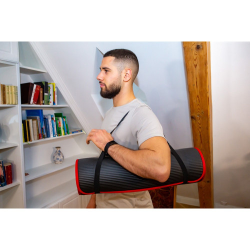 Tapis de yoga OKO - Epaisseur 1.5cm - Couleur noire et bordeaux