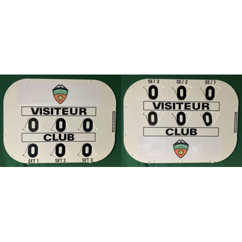 TABLEAU DE SCORE CLIPTEC TENNIS RECTO VERSO + ADHÉSIF OFFERT - MADE IN FRANCE