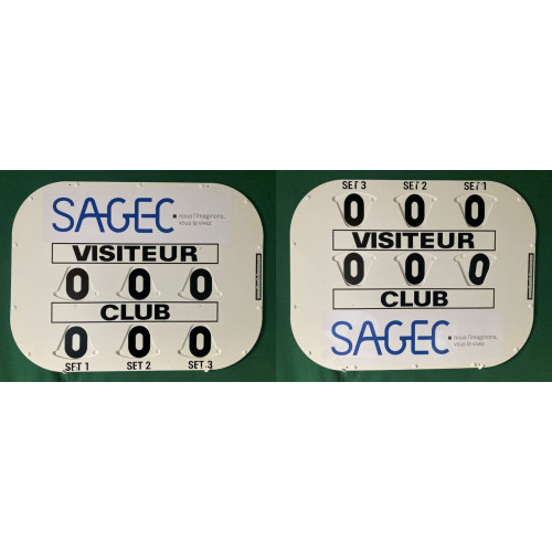 TABLEAU DE SCORE CLIPTEC TENNIS RECTO VERSO + ADHÉSIF OFFERT - MADE IN FRANCE
