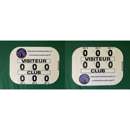 TABLEAU DE SCORE CLIPTEC TENNIS RECTO VERSO + ADHÉSIF OFFERT - MADE IN FRANCE