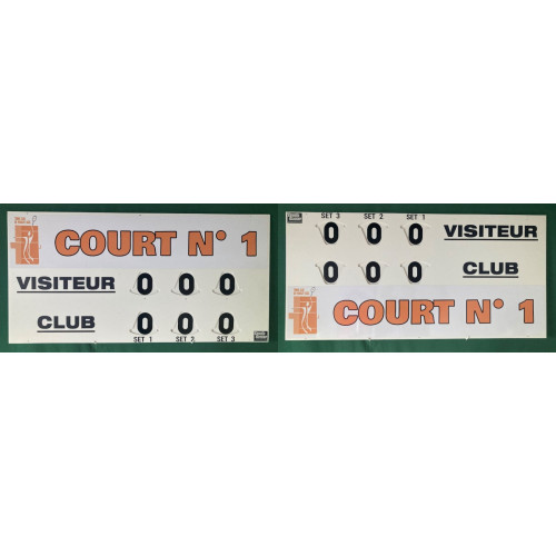 TABLEAU DE SCORE GRAND MODELE TENNIS RECTO VERSO + ADHÉSIF - MADE IN FRANCE
