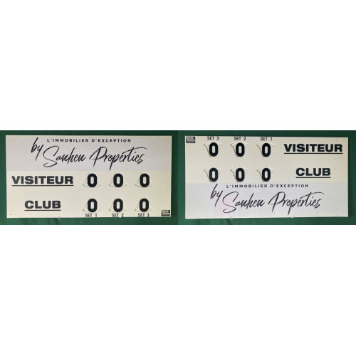 TABLEAU DE SCORE GRAND MODELE TENNIS RECTO VERSO + ADHÉSIF - MADE IN FRANCE