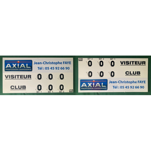 TABLEAU DE SCORE GRAND MODELE TENNIS RECTO VERSO + ADHÉSIF - MADE IN FRANCE